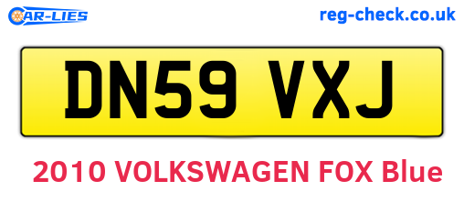 DN59VXJ are the vehicle registration plates.