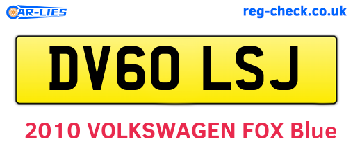 DV60LSJ are the vehicle registration plates.