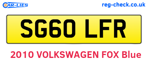 SG60LFR are the vehicle registration plates.