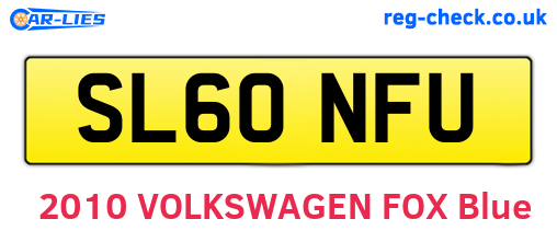 SL60NFU are the vehicle registration plates.