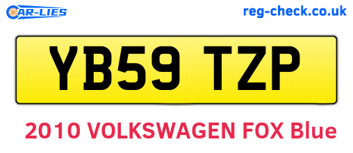YB59TZP are the vehicle registration plates.