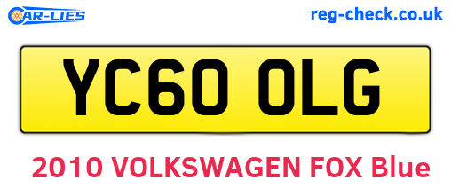 YC60OLG are the vehicle registration plates.