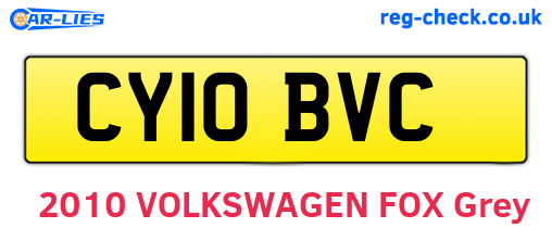 CY10BVC are the vehicle registration plates.