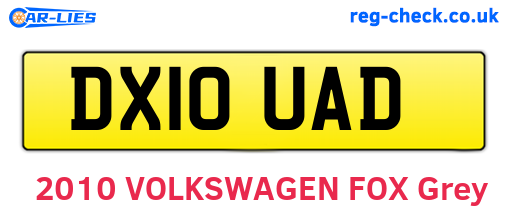 DX10UAD are the vehicle registration plates.