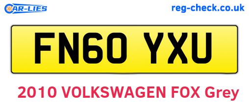 FN60YXU are the vehicle registration plates.