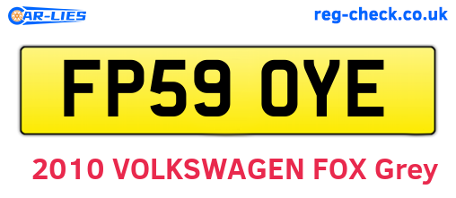 FP59OYE are the vehicle registration plates.