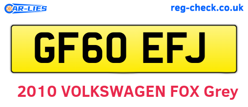 GF60EFJ are the vehicle registration plates.