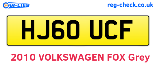 HJ60UCF are the vehicle registration plates.