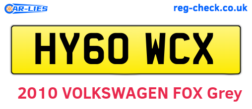 HY60WCX are the vehicle registration plates.