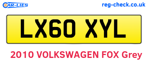 LX60XYL are the vehicle registration plates.