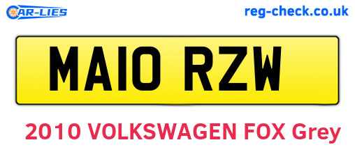 MA10RZW are the vehicle registration plates.