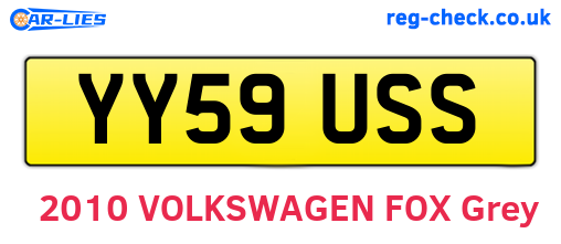 YY59USS are the vehicle registration plates.