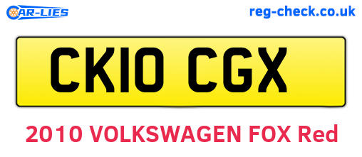 CK10CGX are the vehicle registration plates.