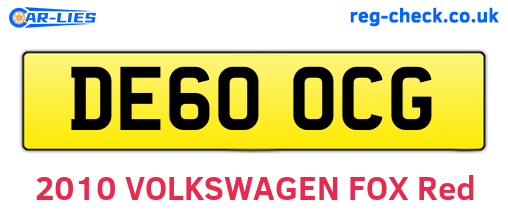 DE60OCG are the vehicle registration plates.