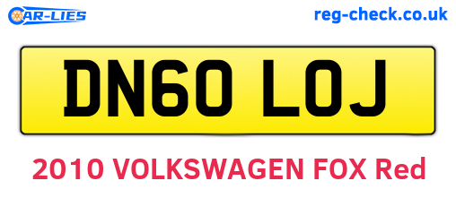 DN60LOJ are the vehicle registration plates.