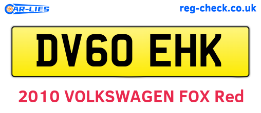 DV60EHK are the vehicle registration plates.