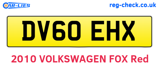 DV60EHX are the vehicle registration plates.
