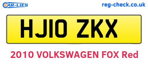 HJ10ZKX are the vehicle registration plates.