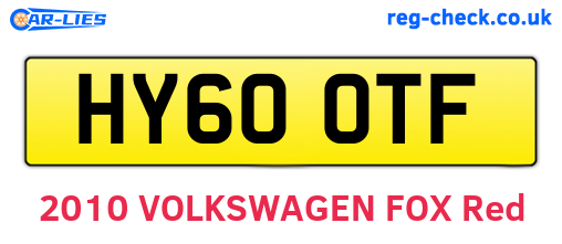 HY60OTF are the vehicle registration plates.