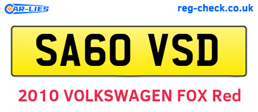 SA60VSD are the vehicle registration plates.