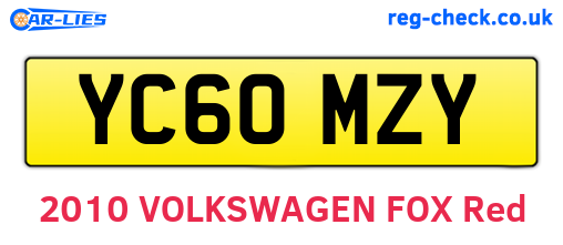 YC60MZY are the vehicle registration plates.
