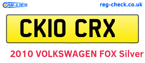 CK10CRX are the vehicle registration plates.