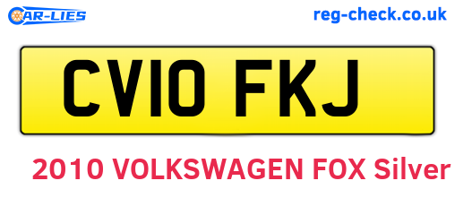 CV10FKJ are the vehicle registration plates.