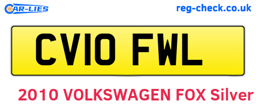 CV10FWL are the vehicle registration plates.