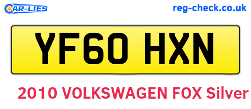 YF60HXN are the vehicle registration plates.