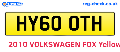 HY60OTH are the vehicle registration plates.
