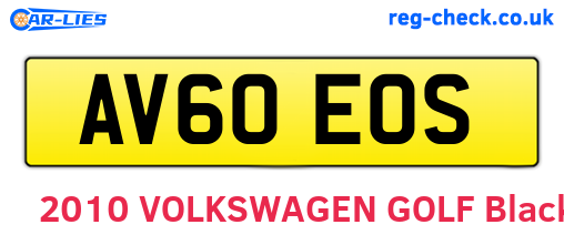 AV60EOS are the vehicle registration plates.