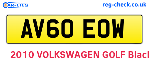AV60EOW are the vehicle registration plates.