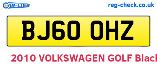 BJ60OHZ are the vehicle registration plates.