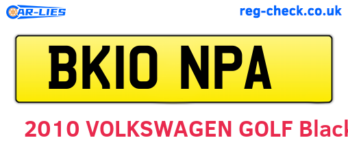 BK10NPA are the vehicle registration plates.