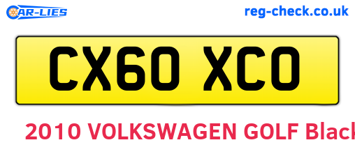 CX60XCO are the vehicle registration plates.