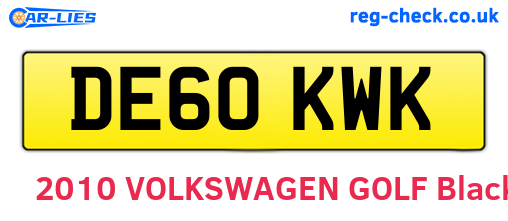 DE60KWK are the vehicle registration plates.