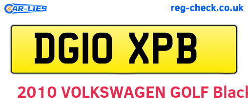 DG10XPB are the vehicle registration plates.