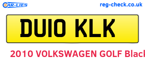 DU10KLK are the vehicle registration plates.