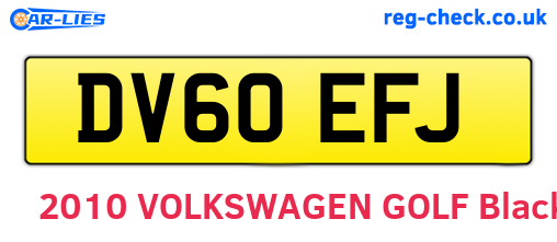 DV60EFJ are the vehicle registration plates.