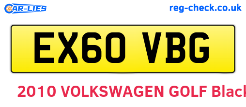 EX60VBG are the vehicle registration plates.