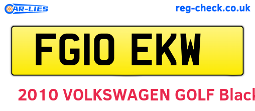 FG10EKW are the vehicle registration plates.