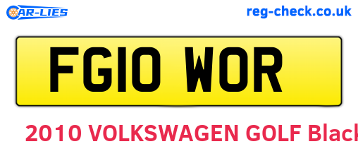 FG10WOR are the vehicle registration plates.