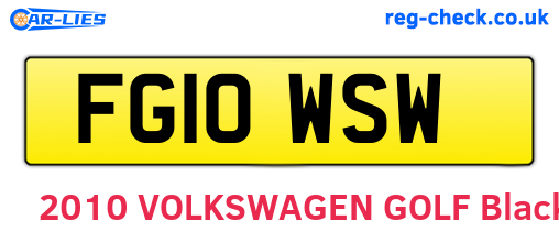 FG10WSW are the vehicle registration plates.