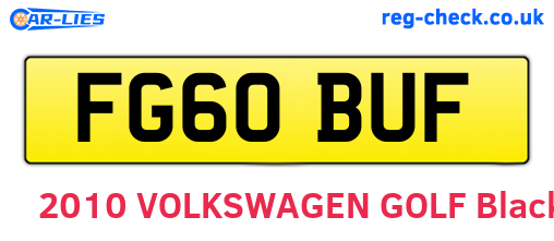FG60BUF are the vehicle registration plates.