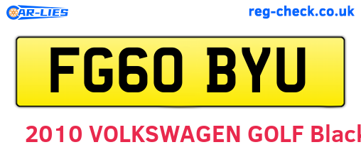 FG60BYU are the vehicle registration plates.