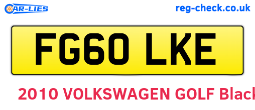 FG60LKE are the vehicle registration plates.