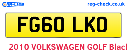 FG60LKO are the vehicle registration plates.