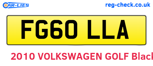 FG60LLA are the vehicle registration plates.