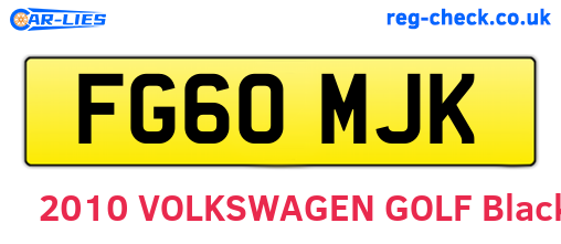 FG60MJK are the vehicle registration plates.