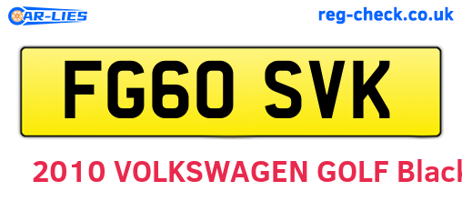 FG60SVK are the vehicle registration plates.